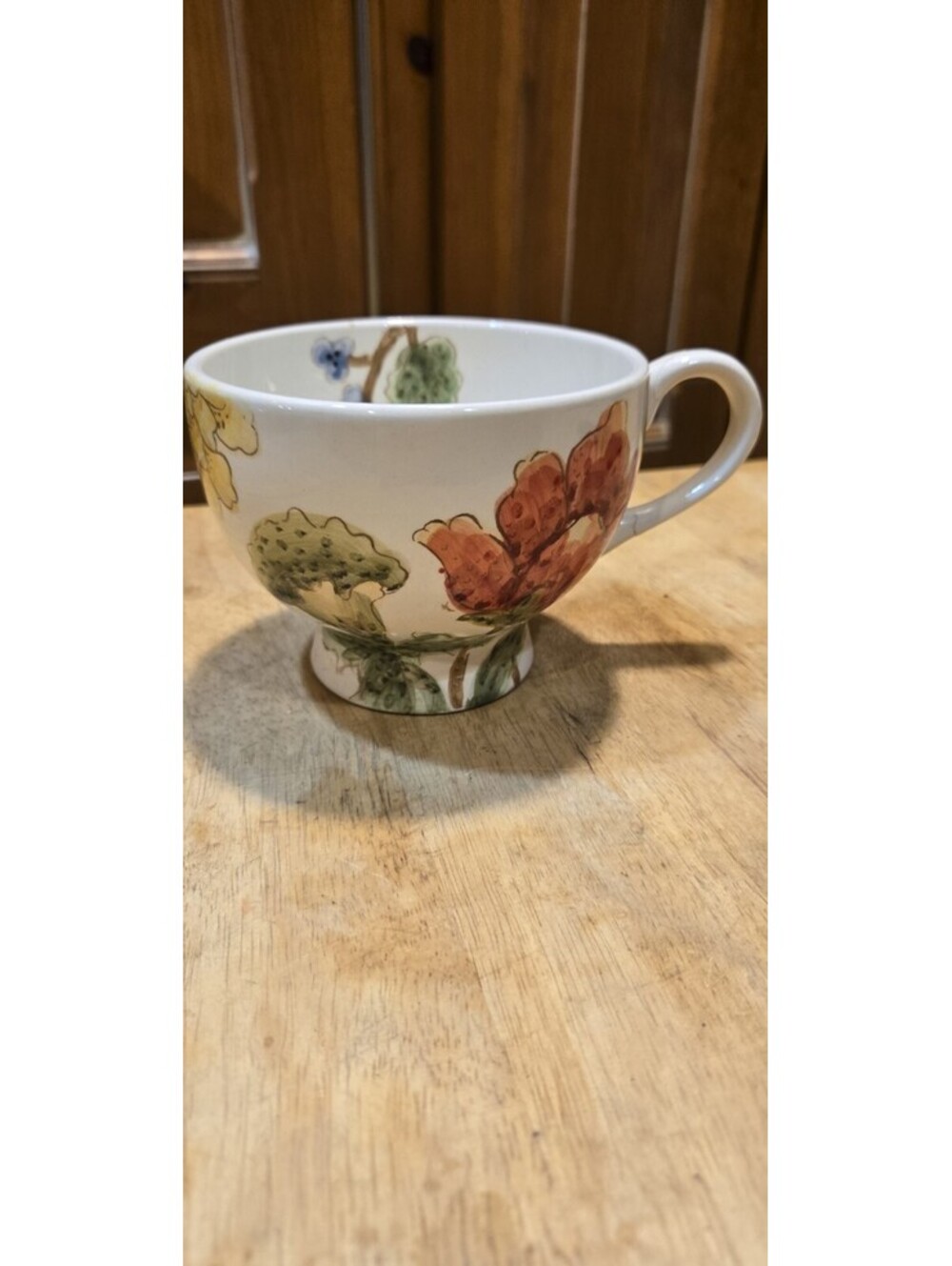 1 Maxcera Summer Mum Floral Mug 3 3/4” Repaired Handle Chip On Rim